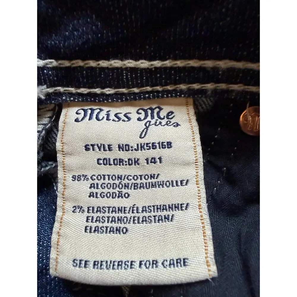 Miss Me Dark Blue Mid-Rise Angel Wing Flap Pocket Bootcut Jeans 16 Girls'/Youth